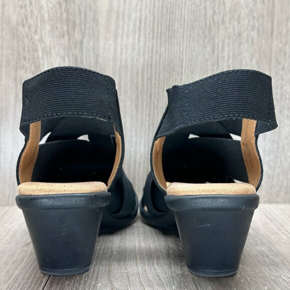 Comfortiva Sandals Women Sz 6.5M Elastic Criss Cross Strap Farrow Open Toe Black - Picture 4 of 12